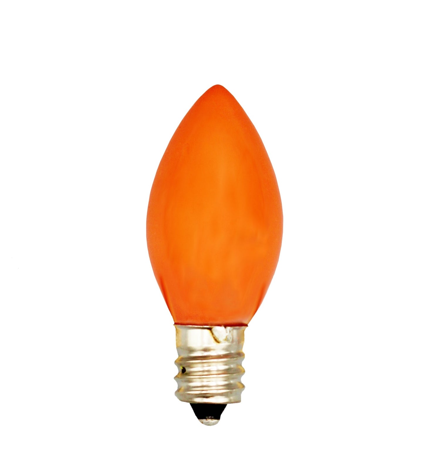Box of 25 Light Bulbs - C7, Steady Burning - Opaque Orange- 7 Watt, Extended - side view