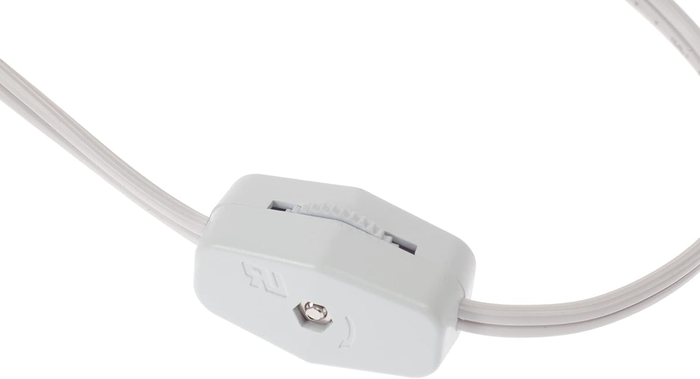 White Clip In Lamp Cord with Switch and 5 Watt Bulb for Villages, Pumpkins and Salt Lamps - 6 Foot