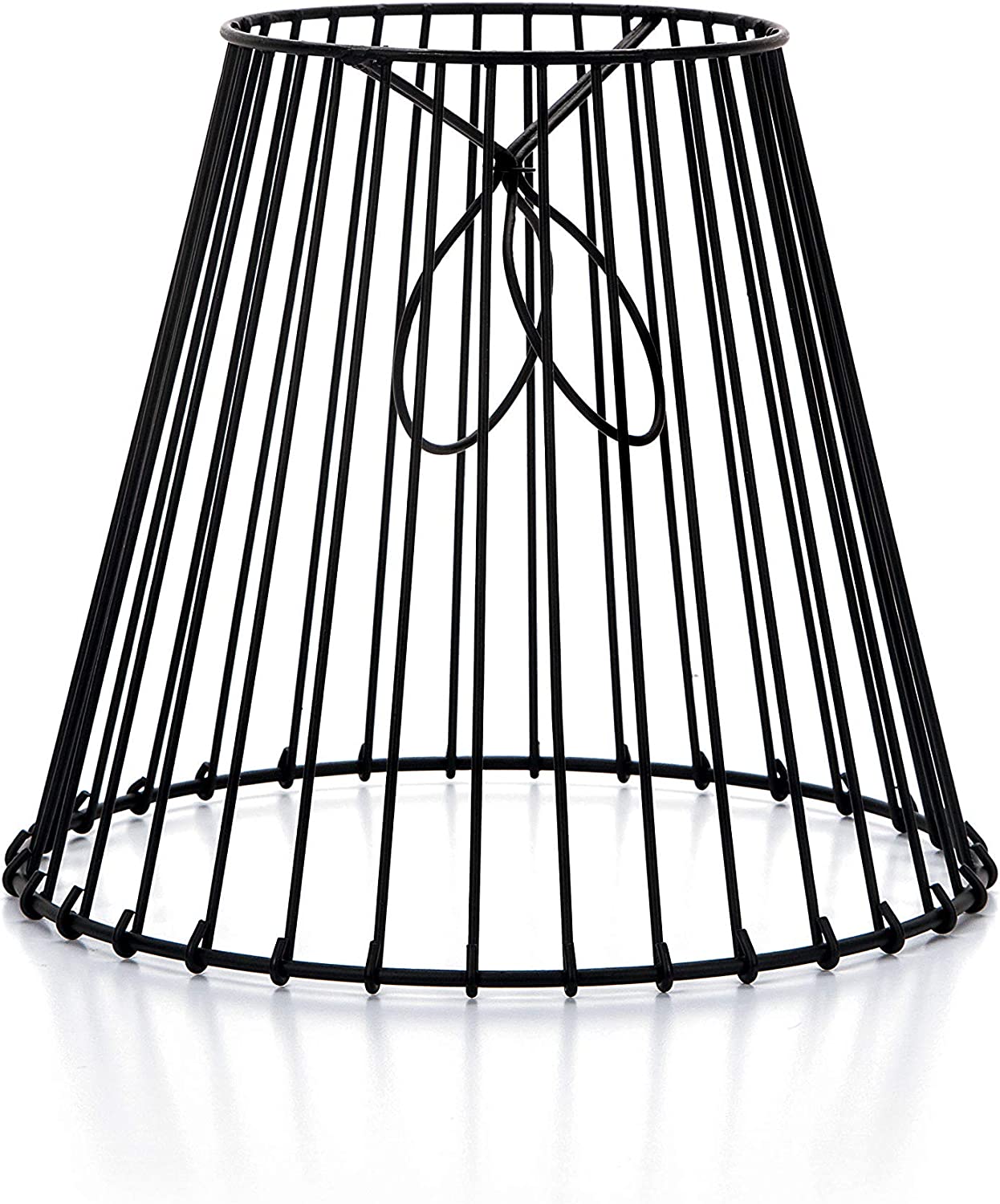 Clip-On Lamp Shade, Black 8” x 7” x 4.5” - Modern Wire Lampshade for Home, - side view