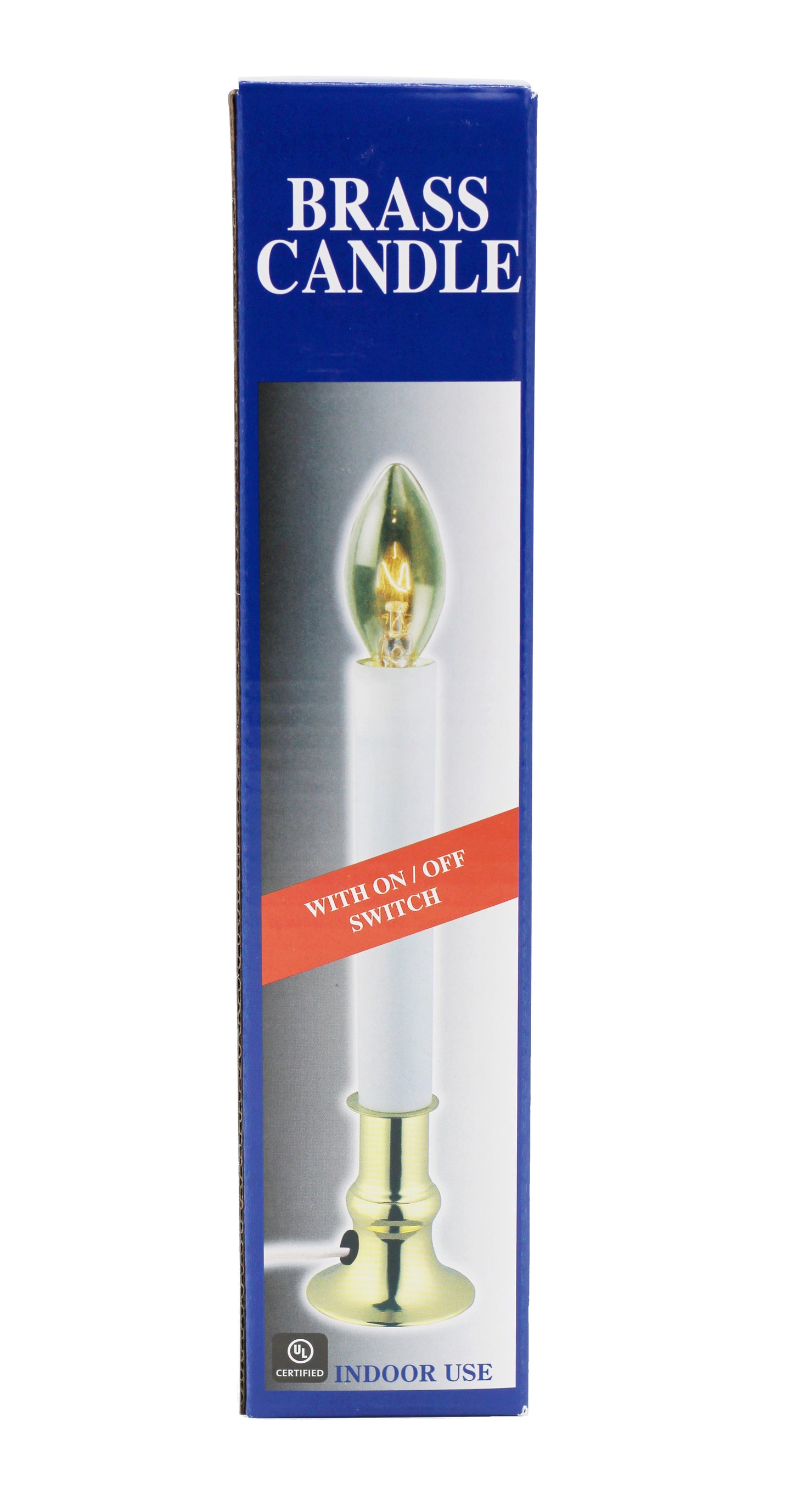 Electric Sensor Window Candle w/Brass Plated Base, Dusk to Dawn Sensor Turns - close-up