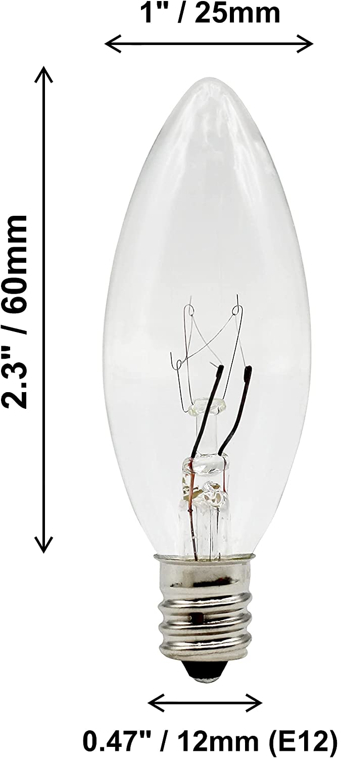Light Bulbs for Electric Candles, Chandeliers & More ~7 Watt, 120 volt ~25 - close-up