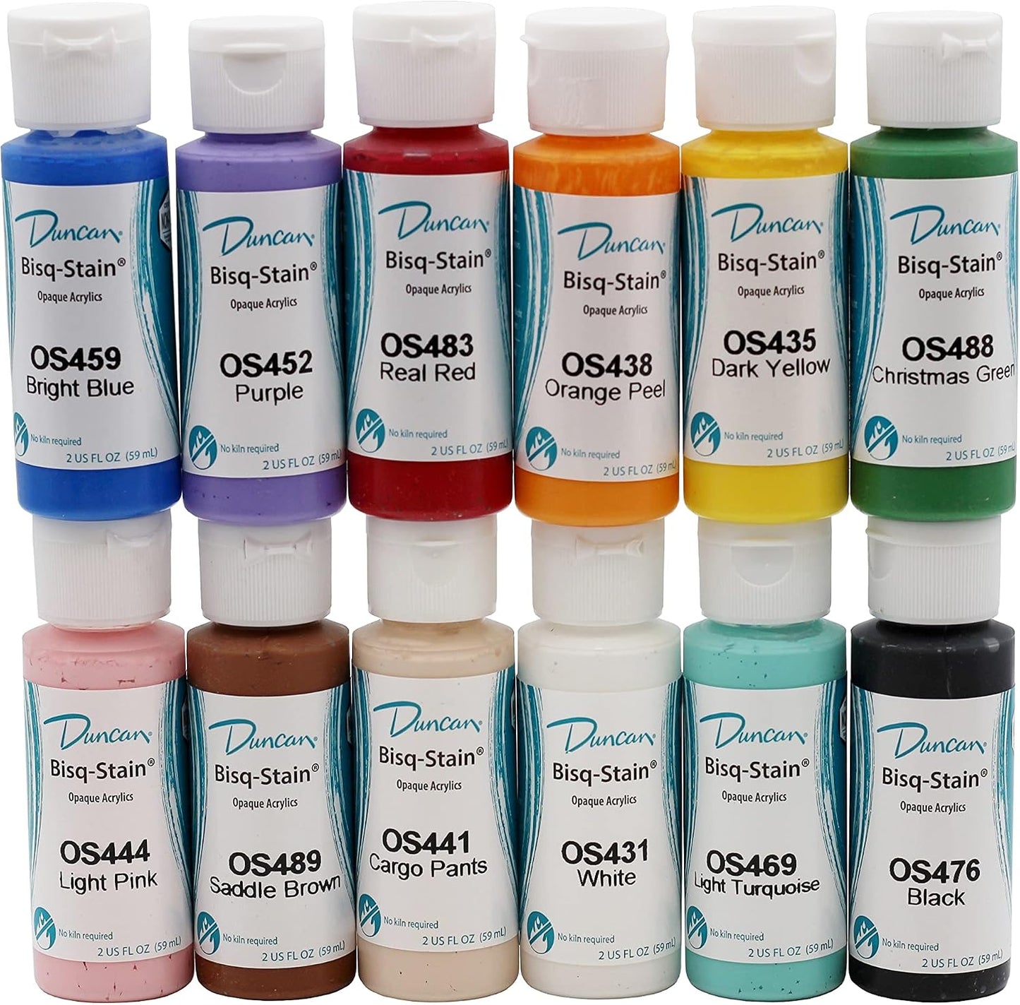 OSKIT-1 Acrylic Paint Set, 12 Best Selling Duncan Acrylic Ceramic & Craft Colors in 2 Ounce Bottles with How To Paint Bisque Booklet.