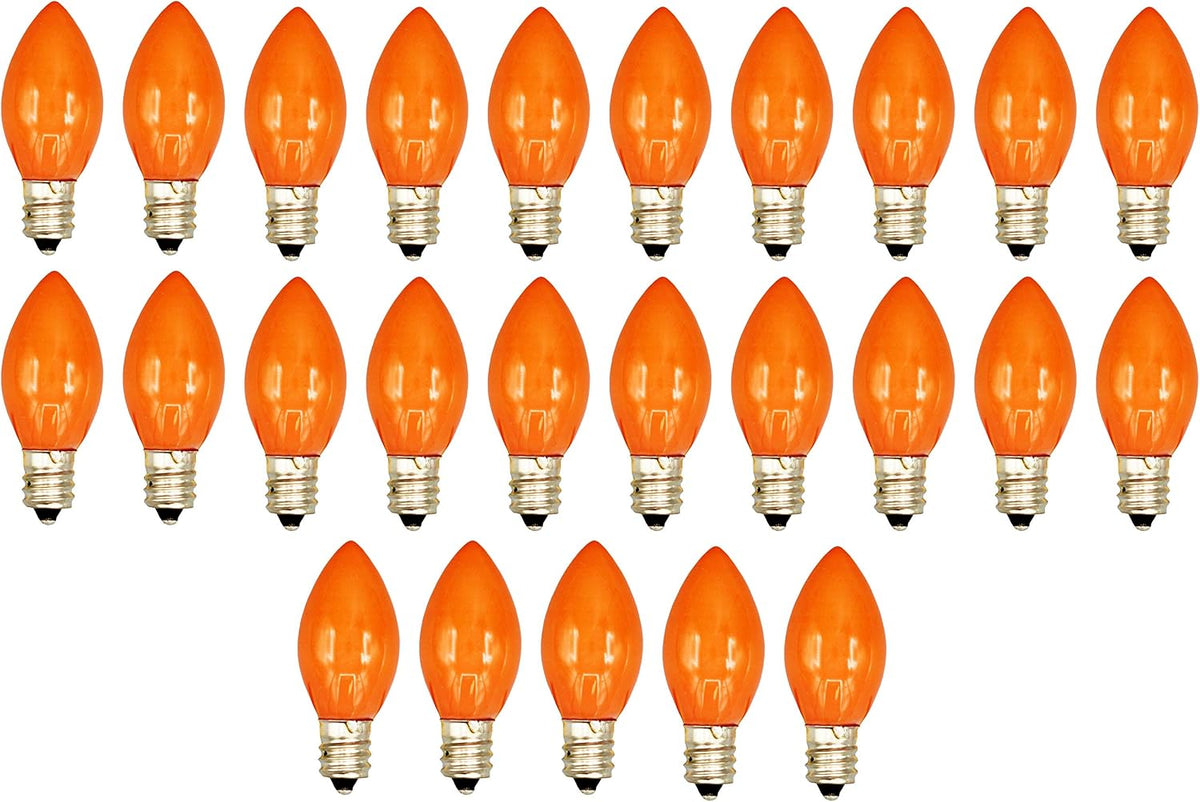 Opaque Orange C7 E12 Steady Burning Bulbs, 7 Watt - 25 Pack