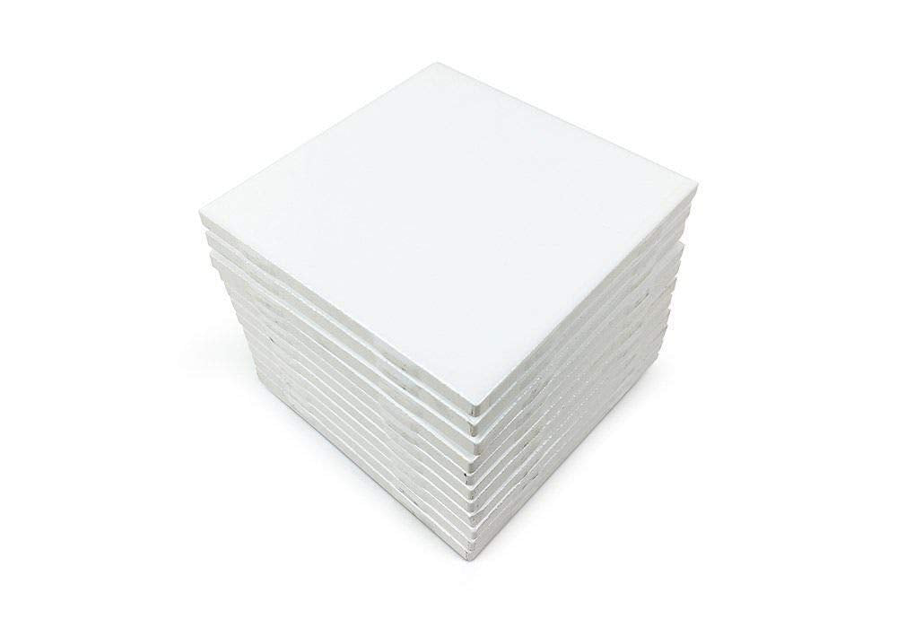 12 Pack of Glossy White Glazed Ceramic Tiles - 4.25" x 4.25"