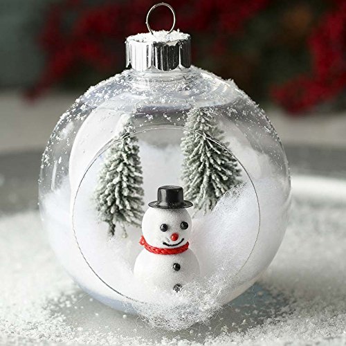 Clear Plastic Ornament Balls, Open Front with Flat Bottom, Great for - detail