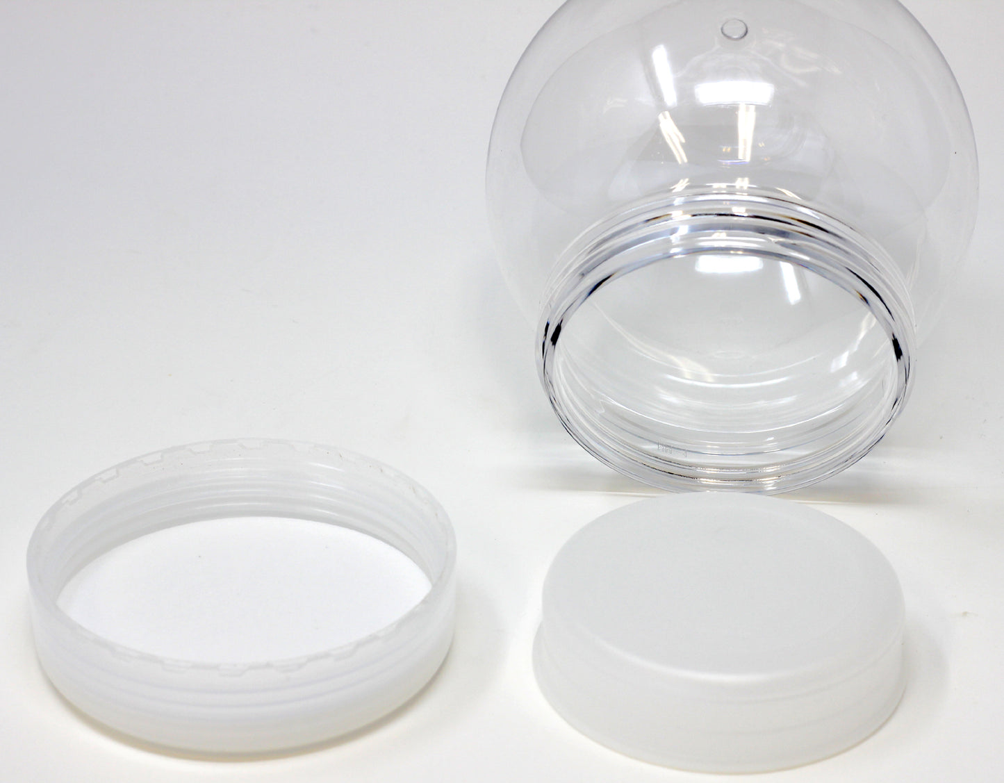 4 Inch DIY Clear Plastic Water Globe Snow Globe with Screw Off Cap - 6 Pack - close-up