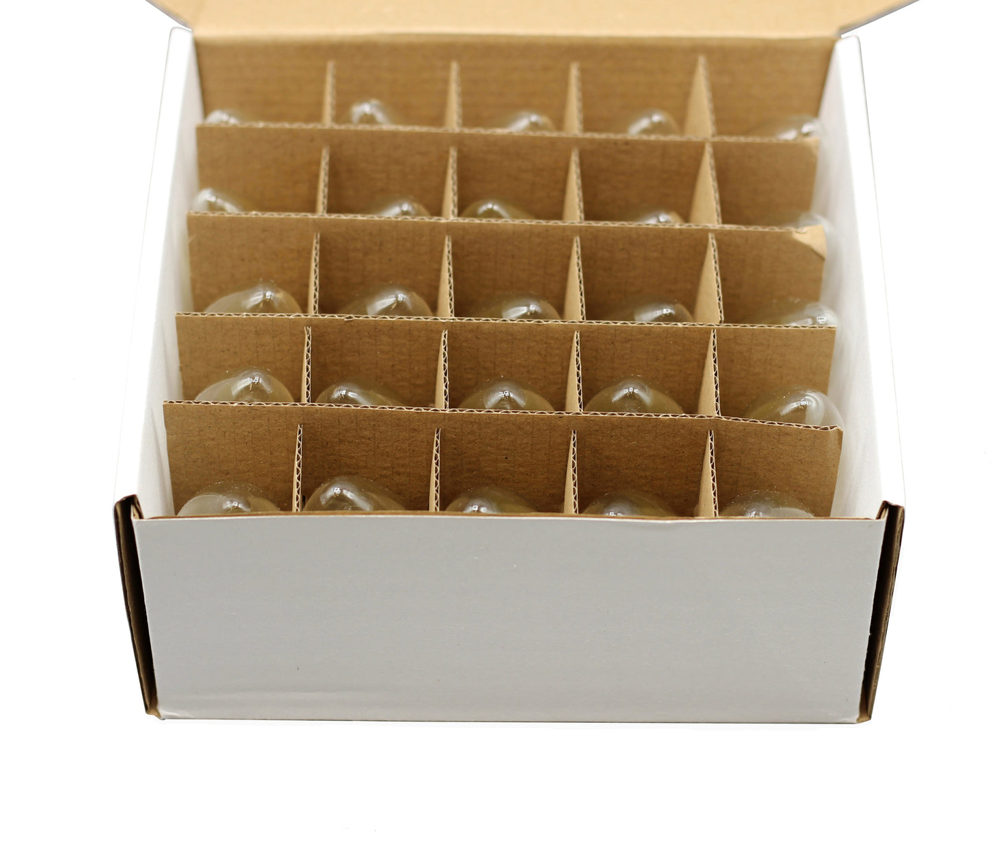 Creative Hobbies Box of 25 Clear Blinker Light Bulbs, C9 Intermediate Base, - close-up