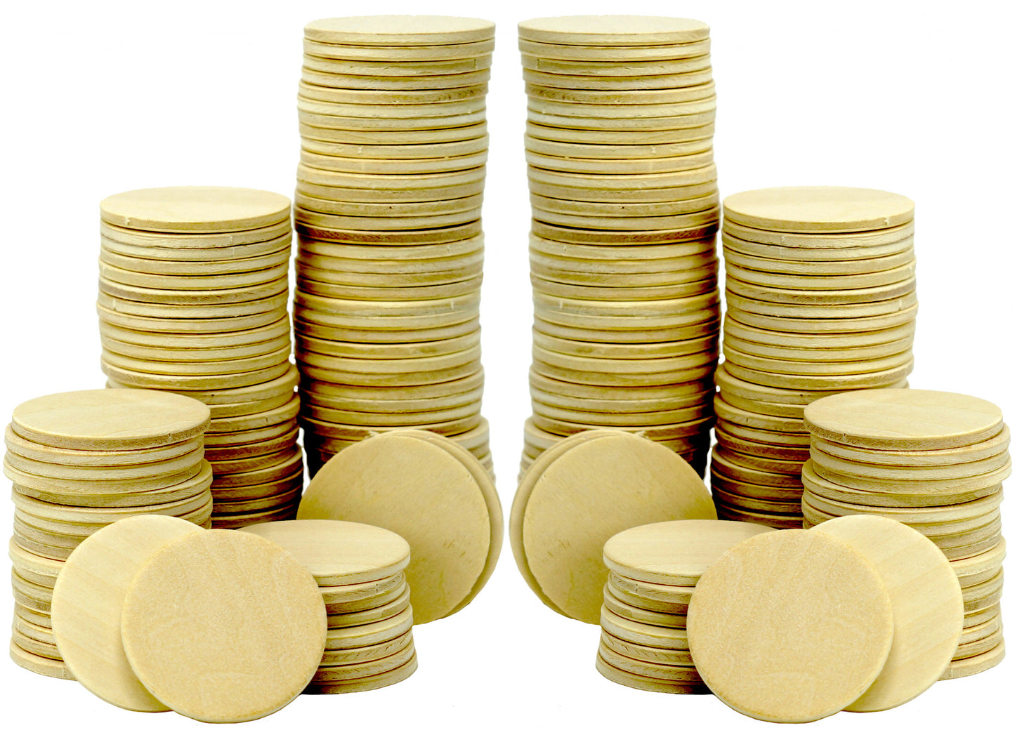 200 Piece Pack of 1.5 Inch Round Wood Cutout Circles Chips for Arts & Crafts - for diy