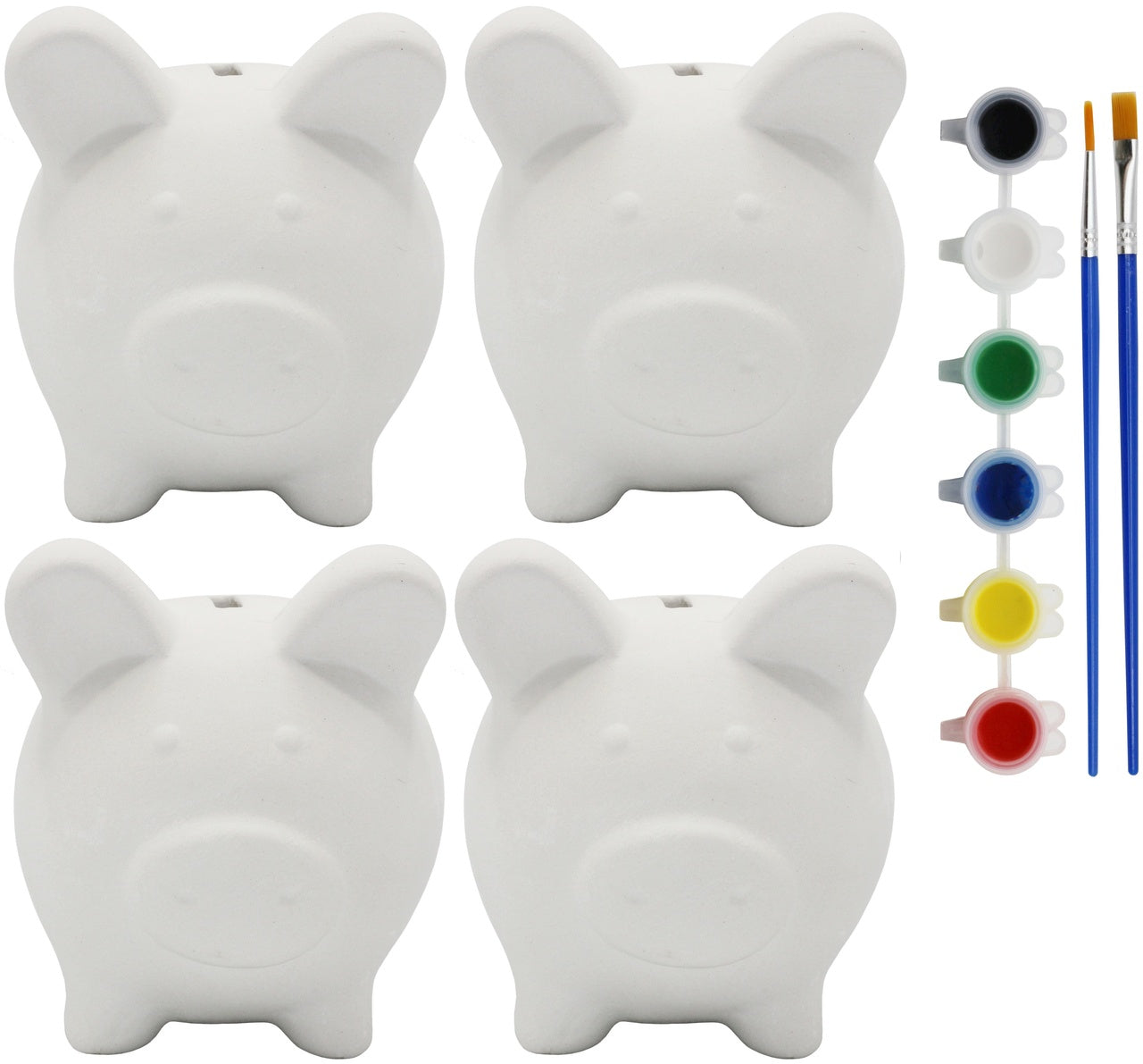 4 Pack of Ready to Paint Ceramic Bisque Piggy Banks - view 8