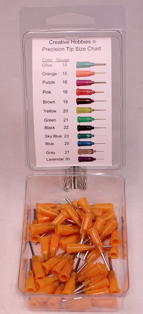 15 Gauge 0.5 Inch, Orange Color, Precision Applicator Dispensing Needle Tips, - side view