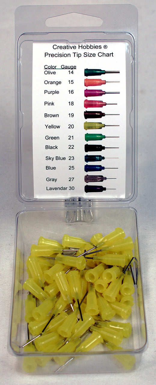 20 Gauge 0.5 Inch, Yellow Color, Precision Applicator Dispensing Needle Tips, - side view