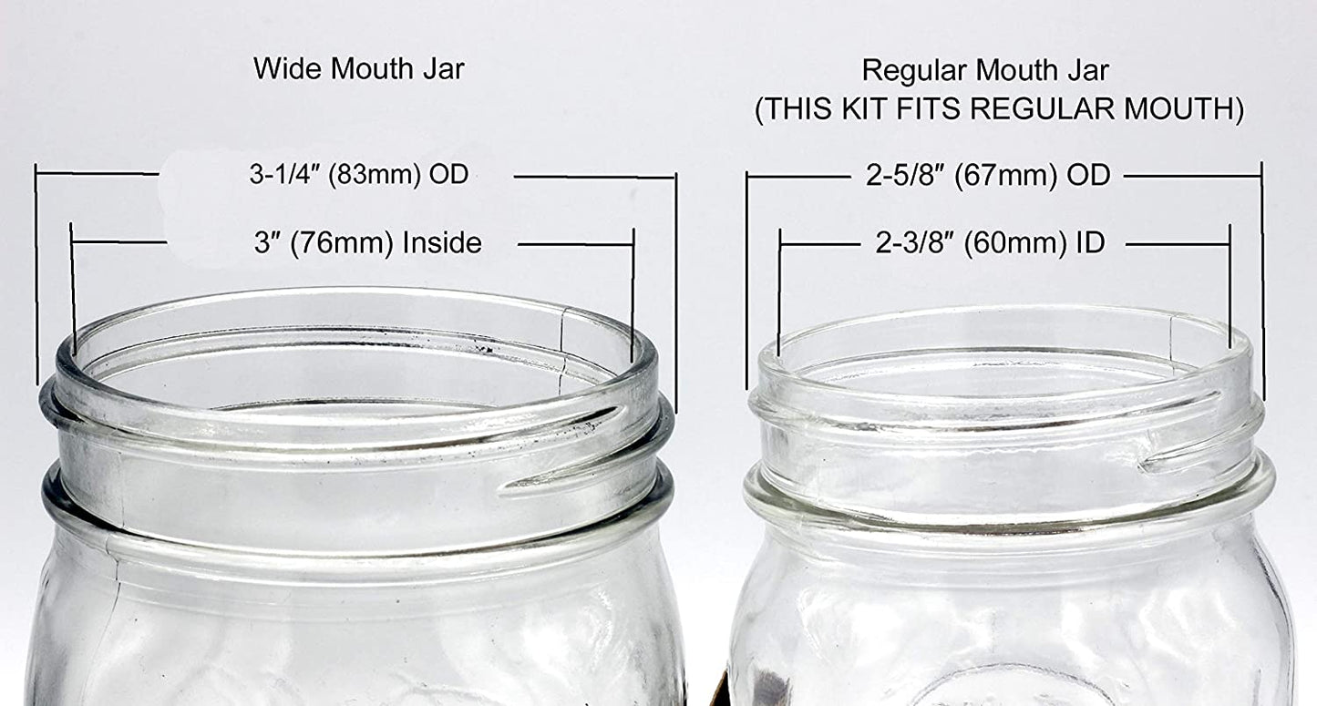 Regular Mouth Mason Jar Lamp Conversion Kit Gold Finish, Pre-Wired! - close-up