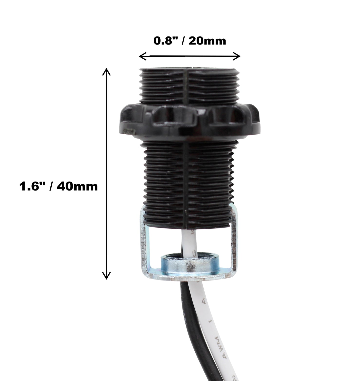 4 Pack - E12 Candelabra Socket with 12” Leads, External Threading, Hickey and - close-up