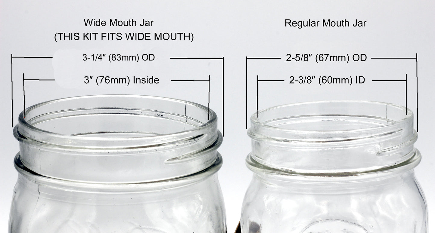 Wide Mouth Black Mason Jar Lamp Conversion Kit #M974K-W, Pre-Wired Ready to Use! - close-up