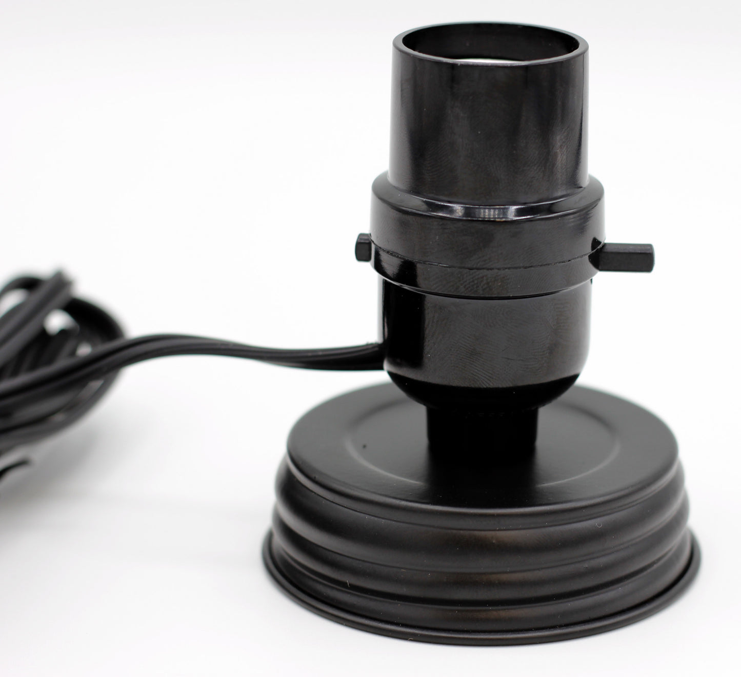 Black Mason Jar Lamp Conversion Kit #M974K, Regular Mouth, Pre-Wired Ready to - close-up