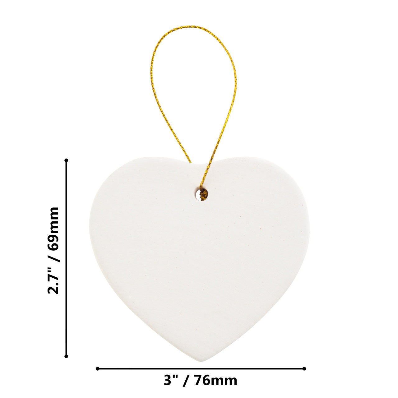 Ready to Paint DIY Porcelain Ceramic Heart Shape Ornaments with Hanger for - close-up
