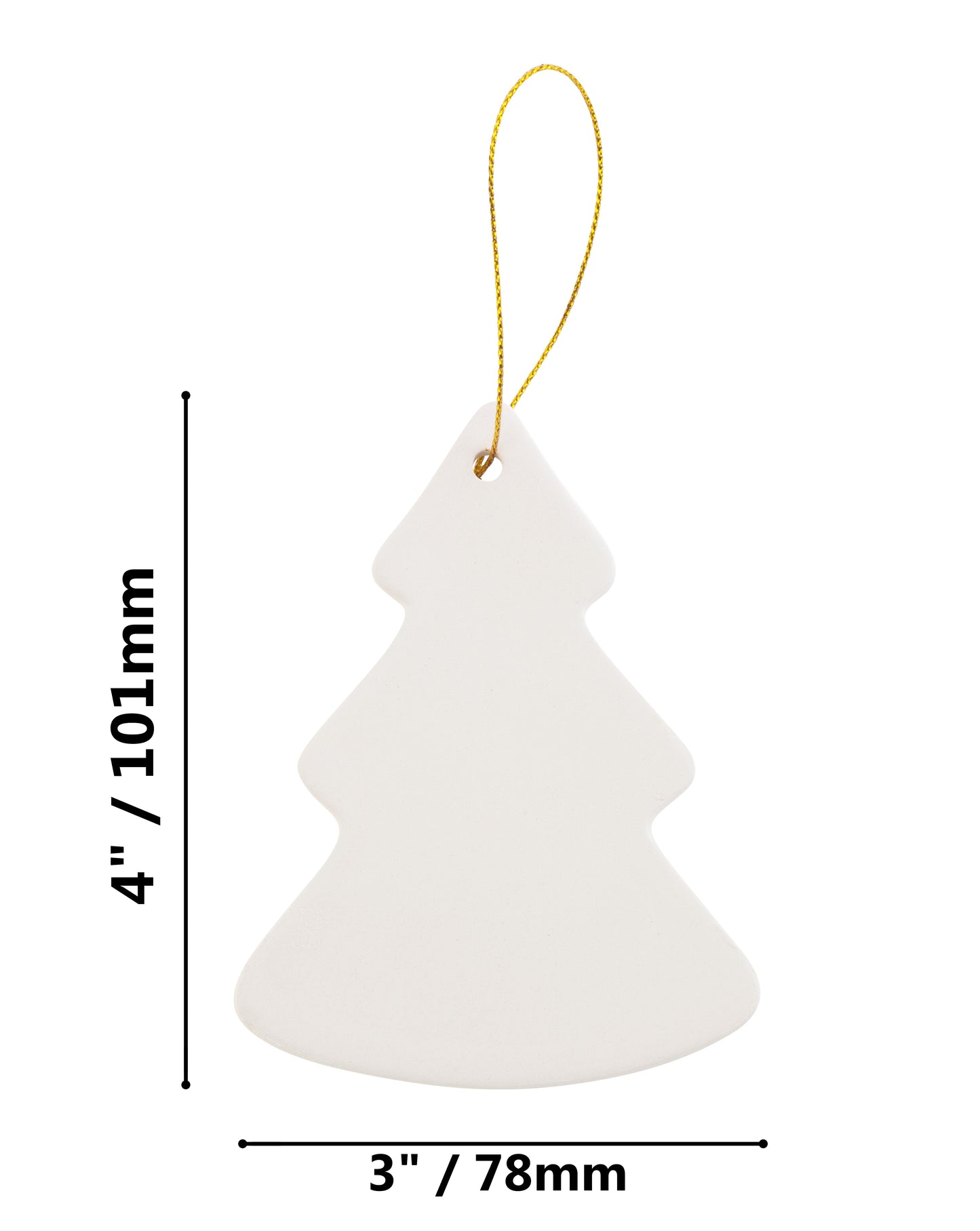 Ready to Paint DIY Christmas Tree Shape Porcelain Ceramic Ornaments with Hanger - close-up