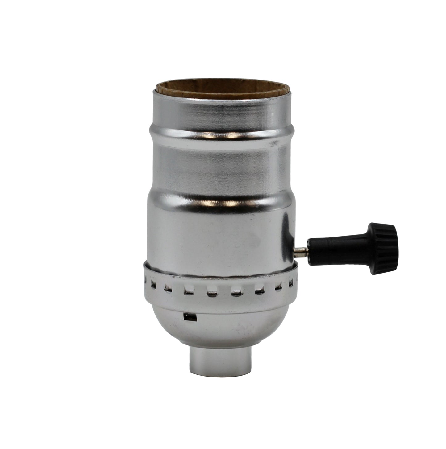 Three Way Turn Knob Lamp Sockets, Medium Base, Silver Shell Incandescent - side view
