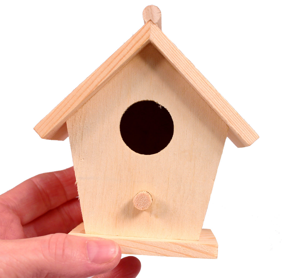 Creative Hobbies® Mini 4 Inch Tall Birdhouse, Set of 4 Styles, Unfinished Wood - side view