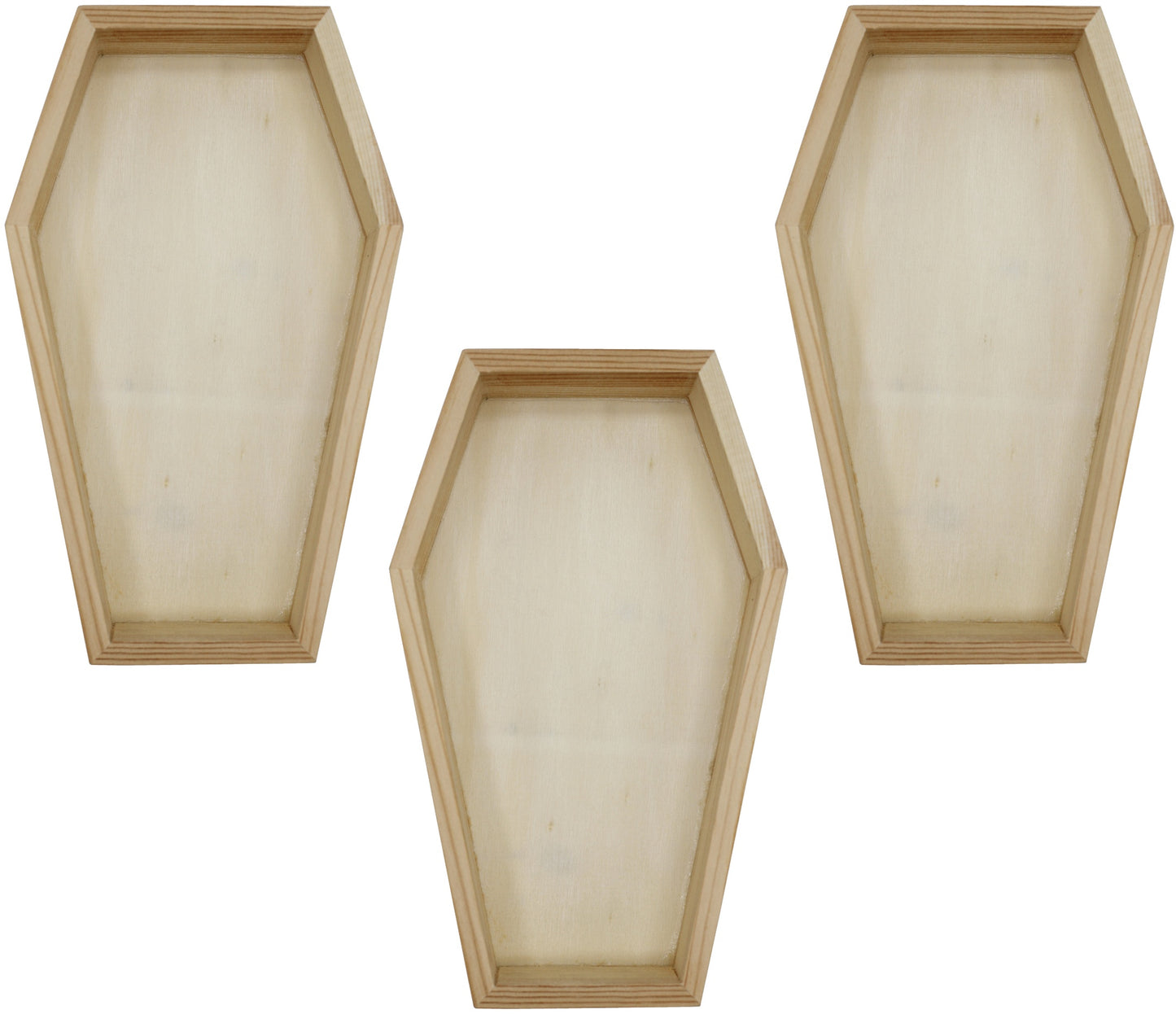 3 Pack of Unfinished Wood Coffin Trays – 8 Inch Coffin Shaped Serving Tray Box, - for halloween