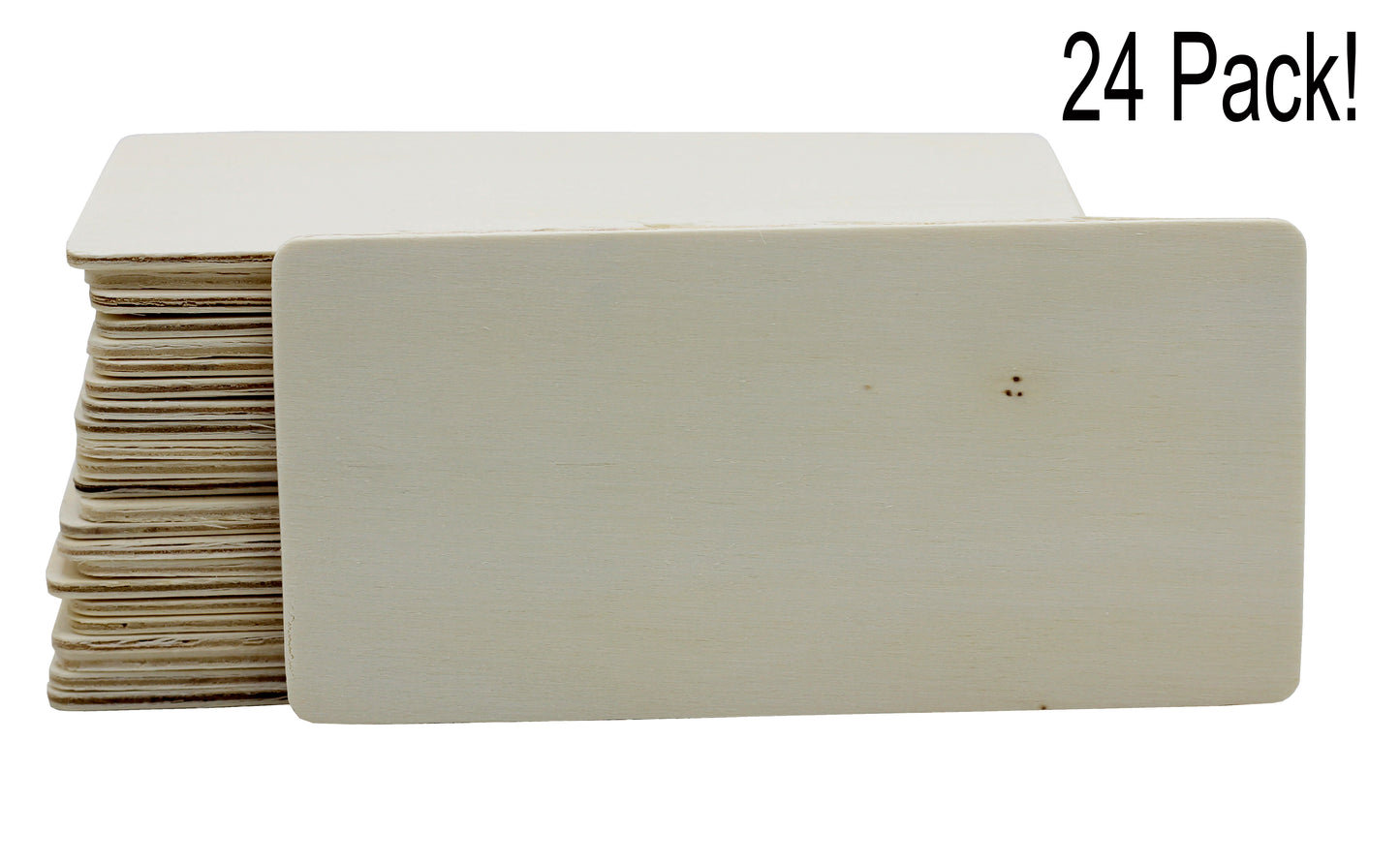 24 Pack - Wood Rectangle Shapes, Banners, Wood Natural Slices Wooden Cutouts - close-up