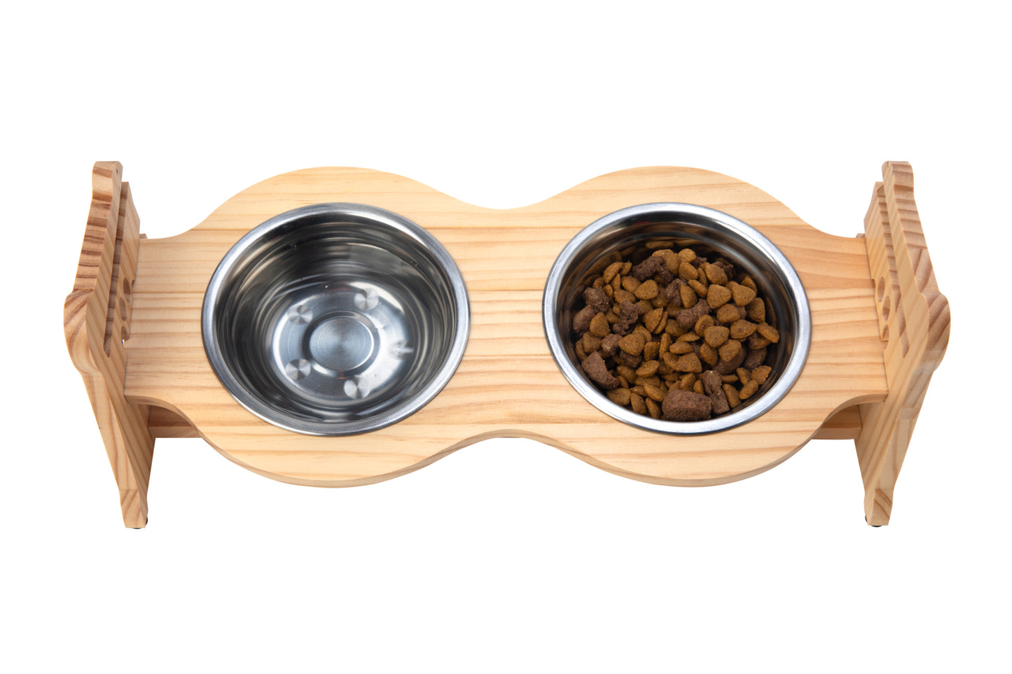 Raised Pet Bowls for Cats and Dogs with 2 Stainless Steel Bowls – Bamboo - view 6