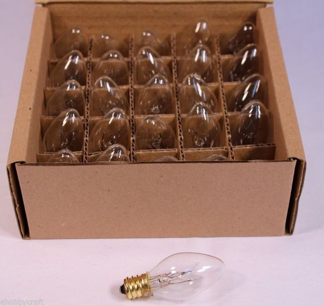 Clear Twinkle Blinking Light Bulbs - C-7 ,Candelabra Base, 7 Watt - Box of 25 - detail