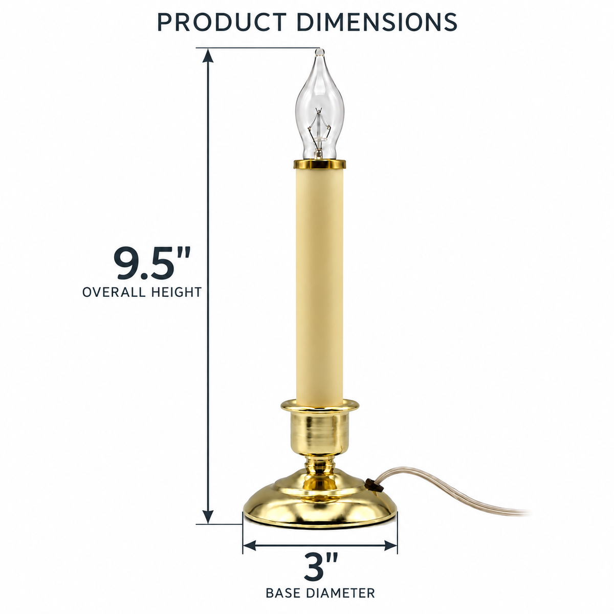 Creative Hobbies 9.5 Inch Plug In Window Candles, Gold Base, 2 Pack