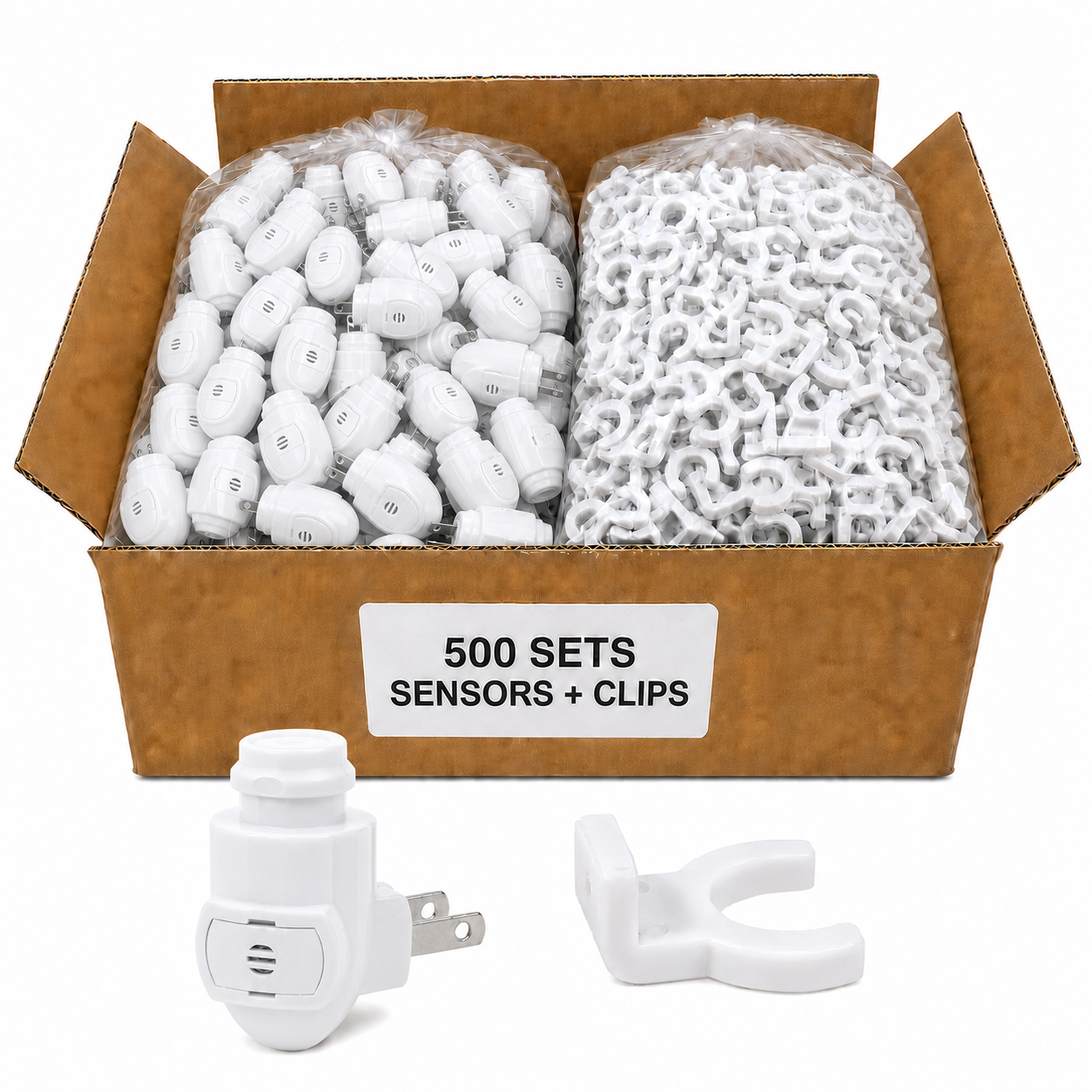 500 Count of Night Lights with Clips - (White or Ivory)