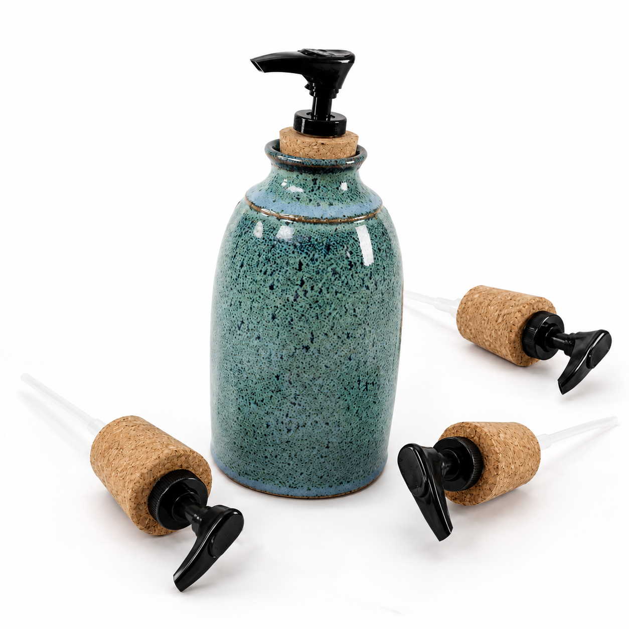 Replacement lotion and soap pump dispensers in black and white