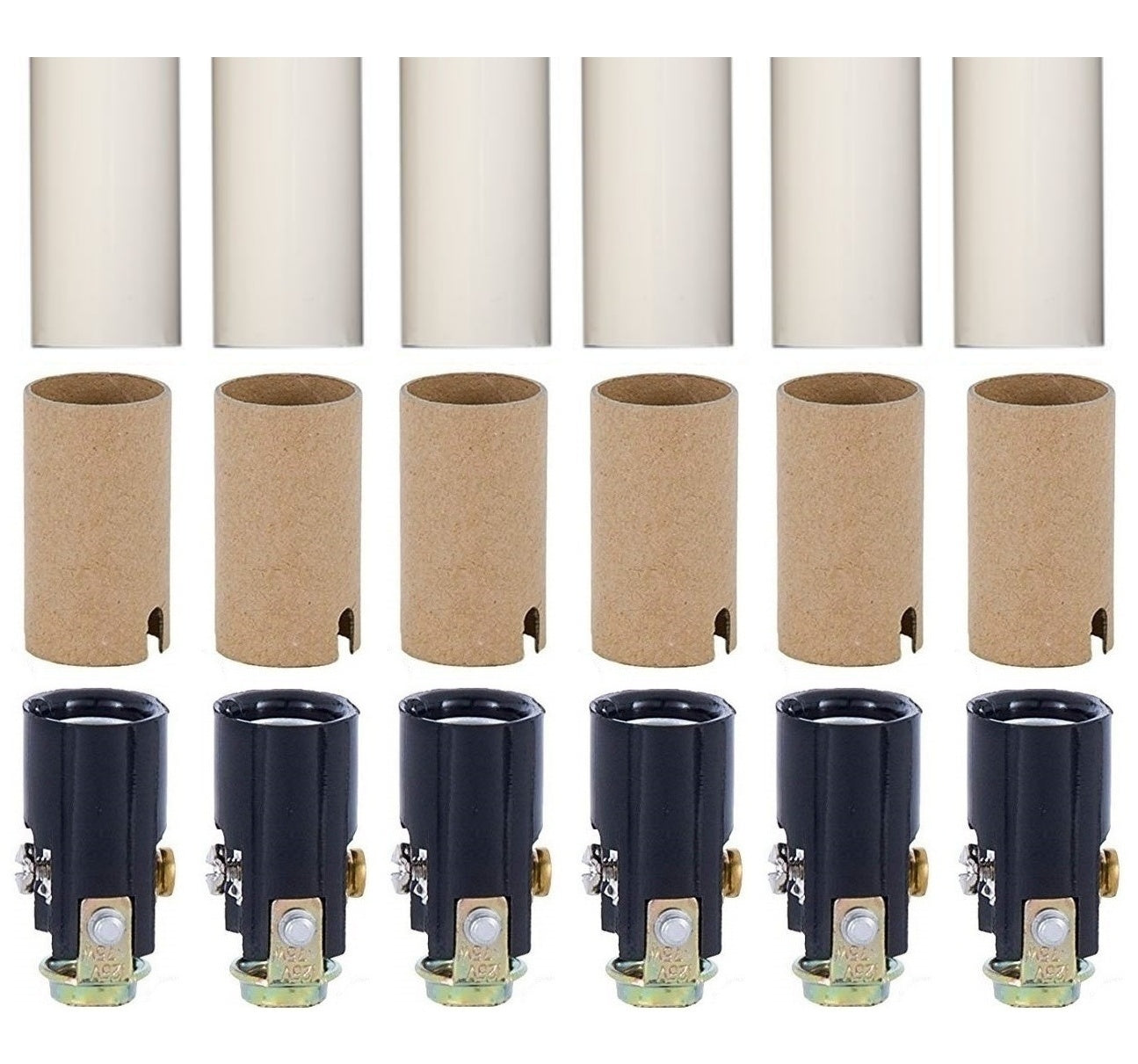 Chandelier Lighting Fixture Socket Kit, Candelabra E-12 Sockets with Cardboard - plastic, for candle