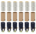 Chandelier Lighting Fixture Socket Kit, Adjustable Height Candelabra E-12 Sockets with Cardboard Insulators and 1  3/4-Inch White Drip Candle Cover Sleeves, Set of 6