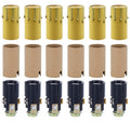 Chandelier Lighting Fixture Socket Kit, Candelabra E-12 Sockets with Cardboard Insulators and 1 3/4-Inch Tall Antique Drip Candle Cover Sleeve | 6 Pack