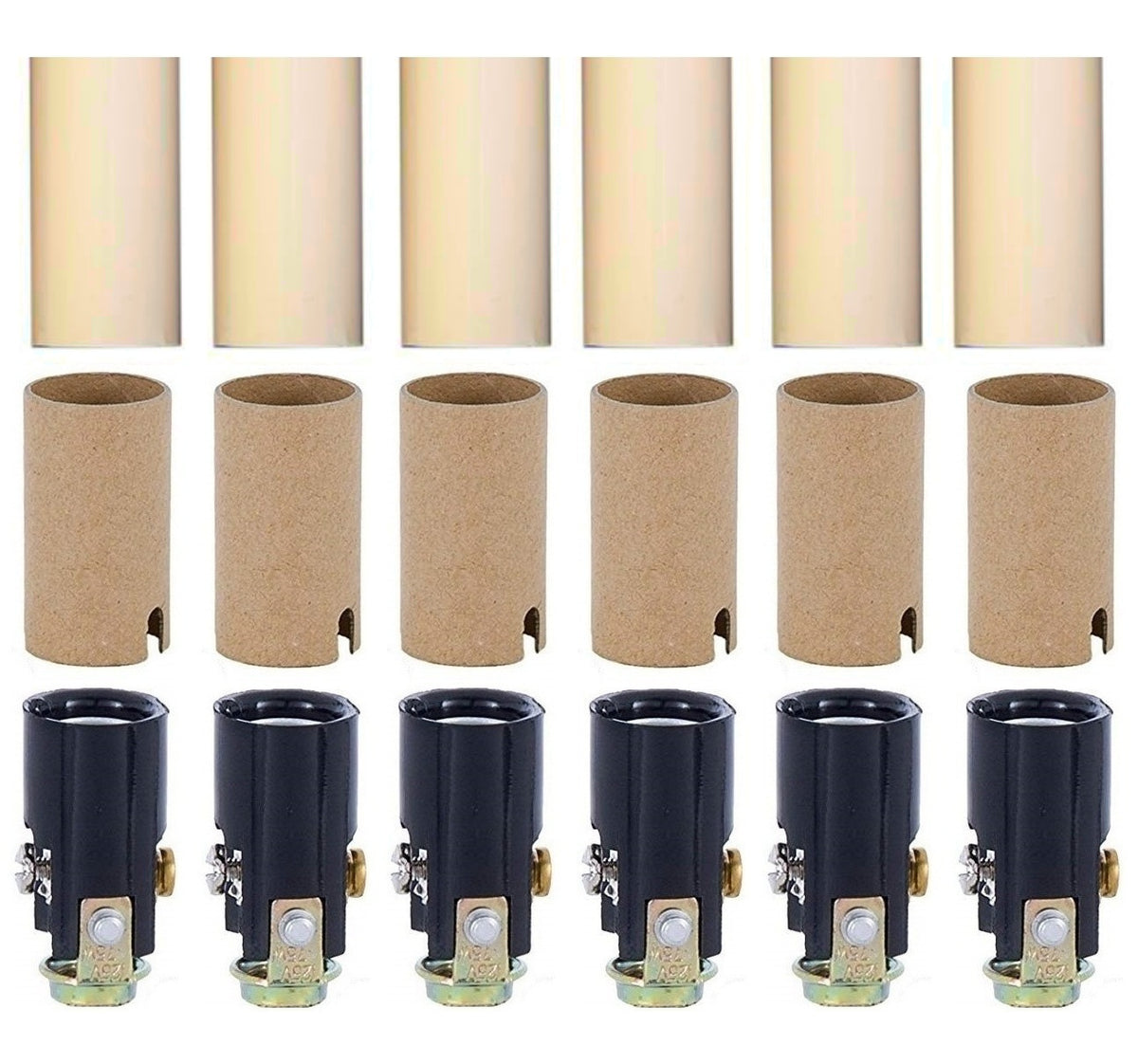 E12 Candelabra Chandelier Socket Kit - Cream Covers, Set of 6 ...