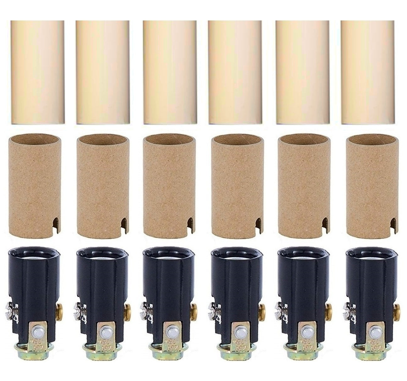 Chandelier Lighting Fixture Socket Kit, Candelabra E-12 Sockets with Cardboard - plastic, for candle