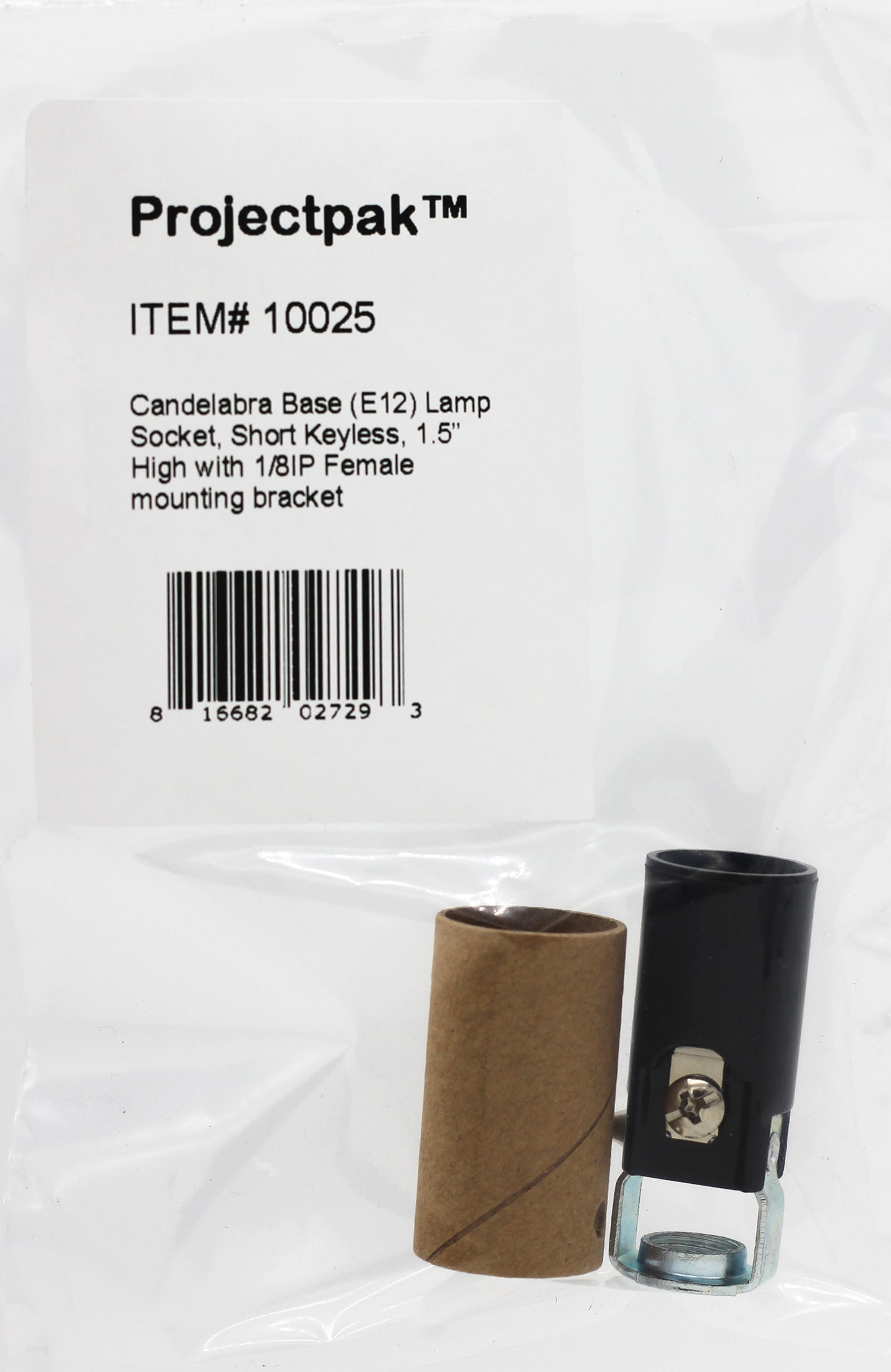 Projectpak™ Candelabra Base Lamp Socket, Short Keyless, 1-1/2 Inch High Overall - side view