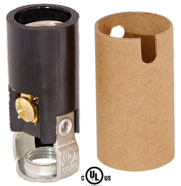 Projectpak™ Candelabra Base Lamp Socket, Short Keyless, 1-1/2 Inch High Overall - metal, for lamp making