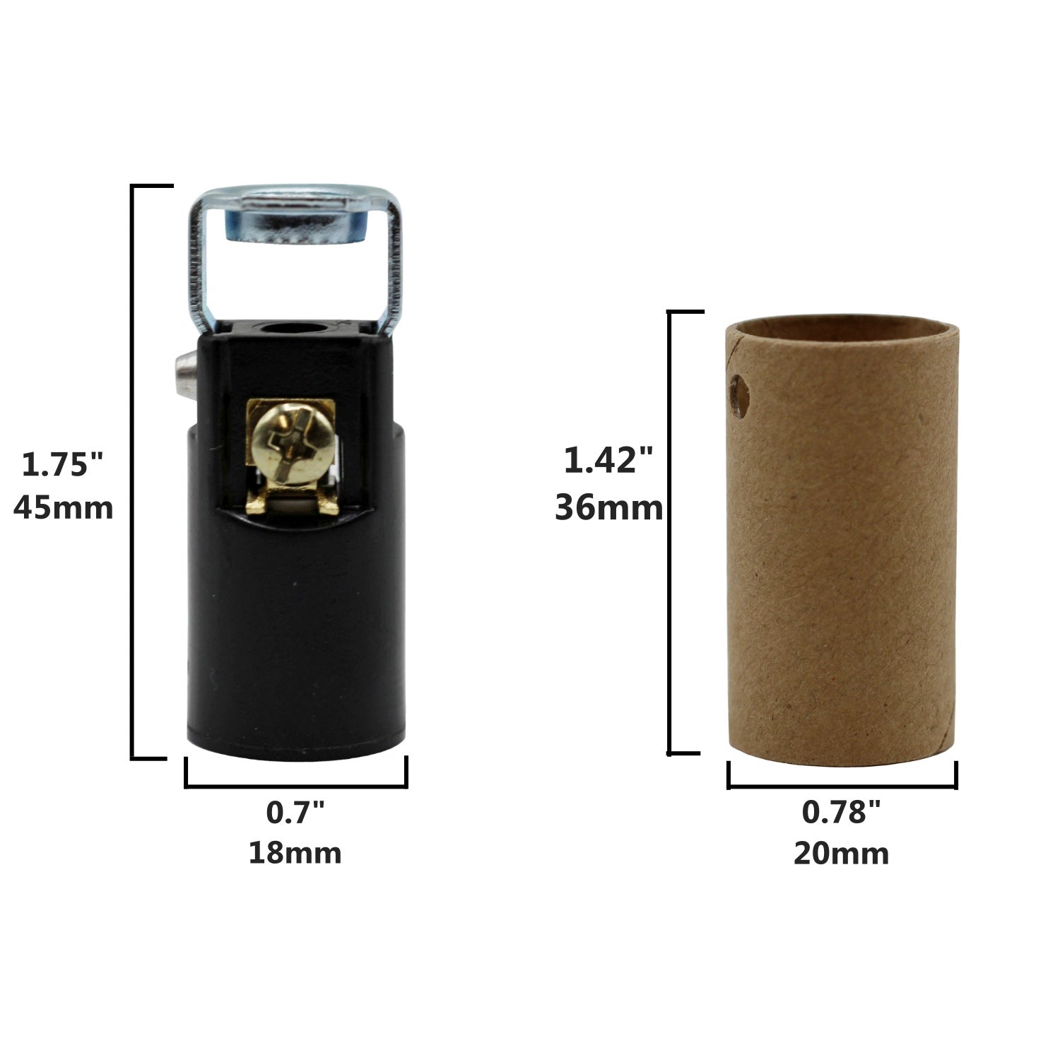 10025 Candelabra Base Keyless Phenolic Socket, 1-1/2 Inch High Overall, 1/8 IP - side view