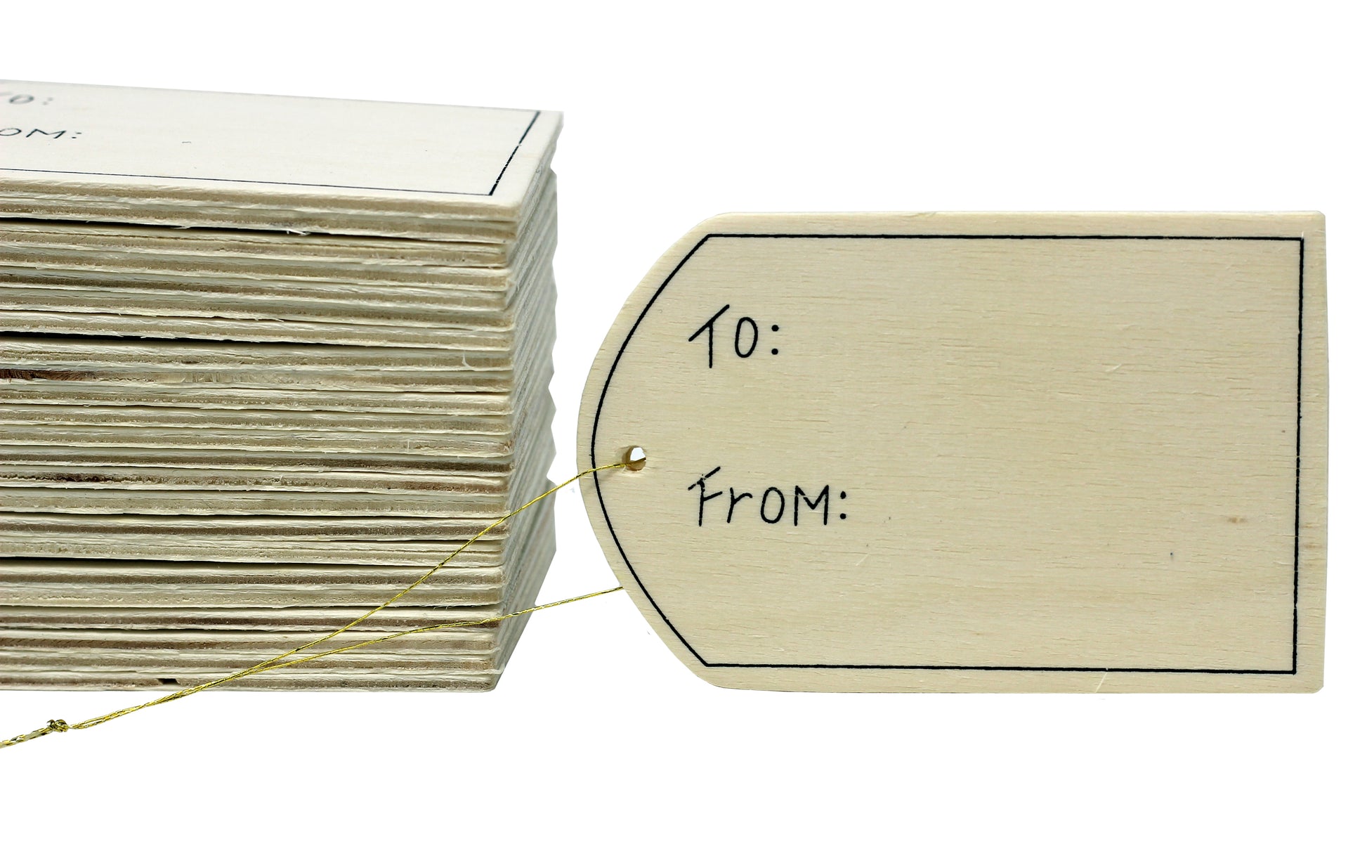 Creative Hobbies 24 Pack - Unfinished Wood Gift Tag Ornaments with Gold Hanger - for christmas