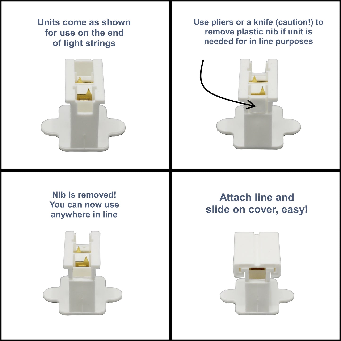 Clear SPT-1 Female Slip On Plug, Zip Plug, Vampire Plug, Gilbert Plug, Slide - close-up