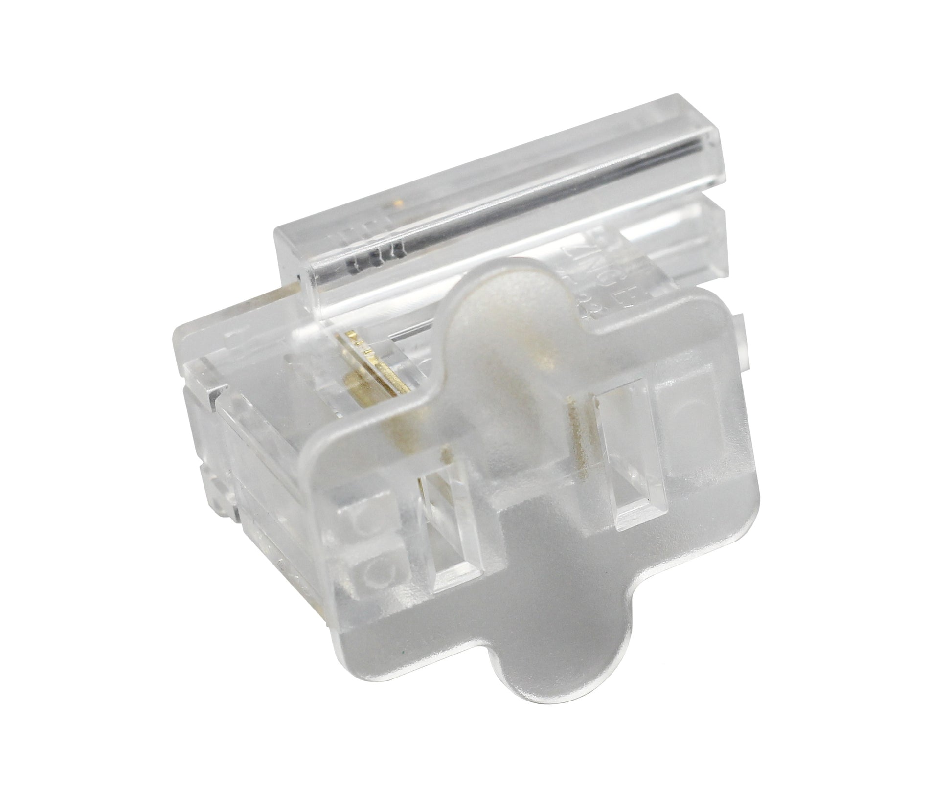 Clear SPT-1 Female Slip On Plug, Zip Plug, Vampire Plug, Gilbert Plug, Slide - side view