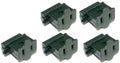 Green SPT-1 Female Slip On Plug, Zip Plug, Vampire Plug, Gilbert Plug, Slide Together Plug Add On Outlet, Pack of 5
