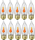 3 Watt Flicker Flame Light Bulb -Flame Shaped, Standard Base, Flickering Orange Glow - Box of 10 Bulbs