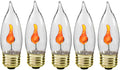 3 Watt Flicker Flame Light Bulb -Flame Shaped, Standard Base, Flickering Orange Glow - Box of 5 Bulbs