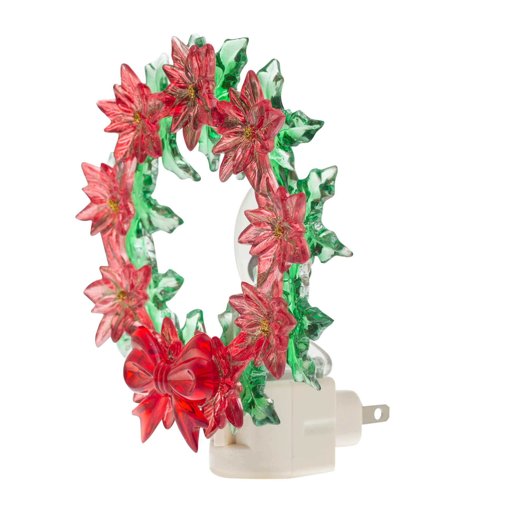 Flickering Flame Holiday Wreath Night Light - side view
