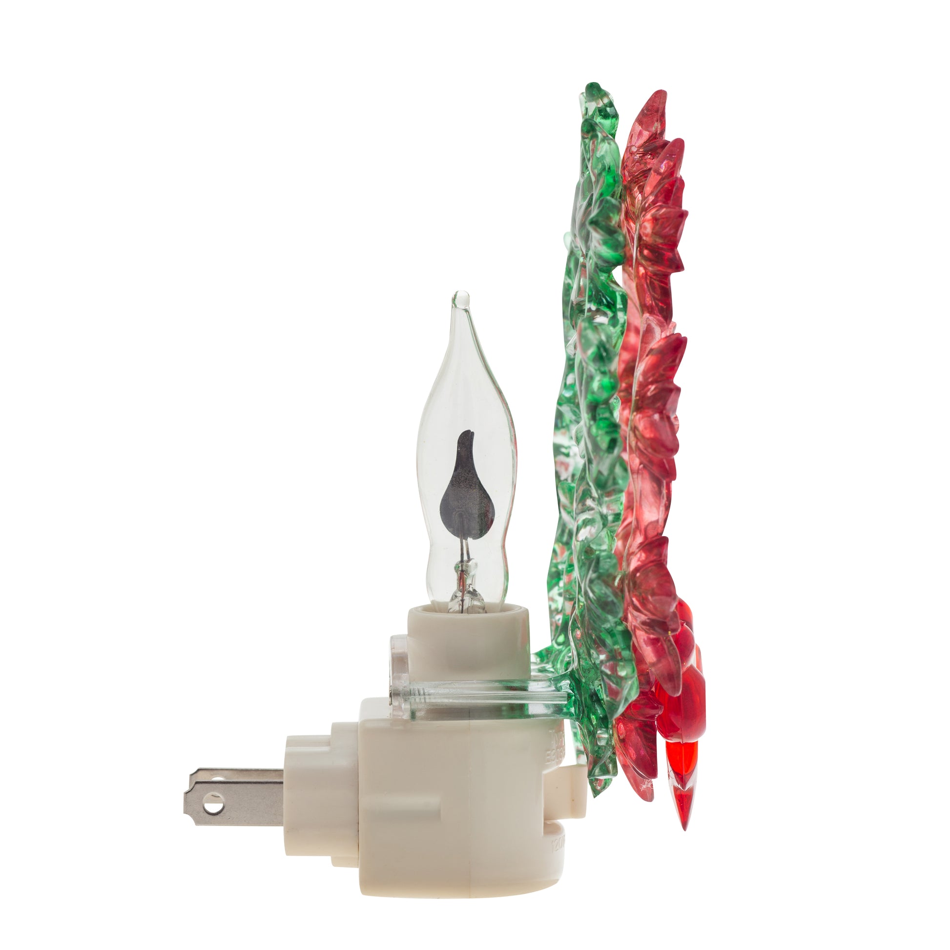 Flickering Flame Holiday Wreath Night Light - detail