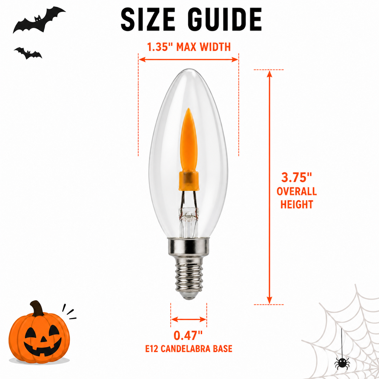 Creative Hobbies E12 LED Flicker Flame Bulbs, 1W, 2 Pack