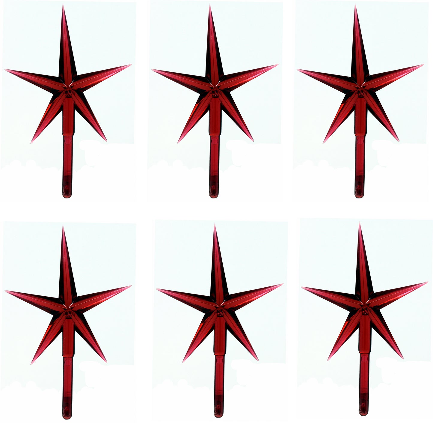 6 Pack Red Stars Ceramic Christmas Tree Lights Plastic Light Decorations - - porcelain, for halloween