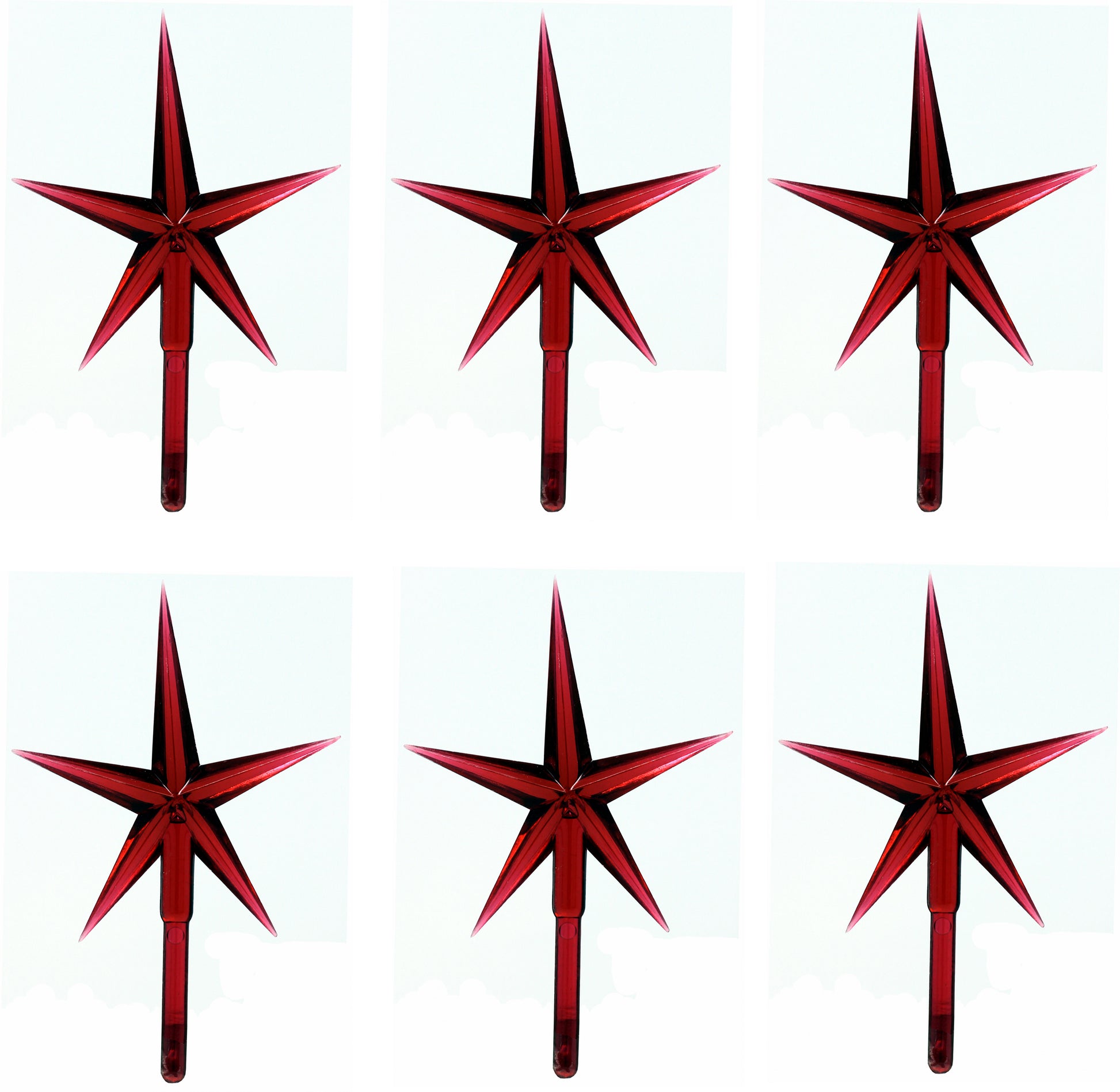 6 Pack Red Stars Ceramic Christmas Tree Lights Plastic Light Decorations - - porcelain, for halloween