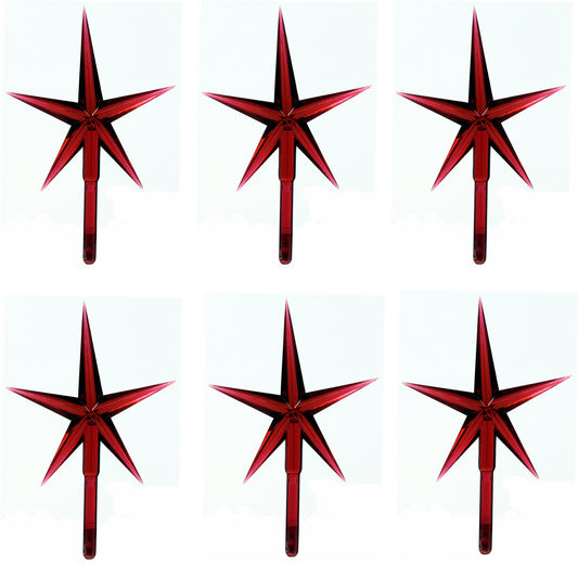6 Pack Red Stars Ceramic Christmas Tree Lights Plastic Light Decorations - - porcelain, for halloween